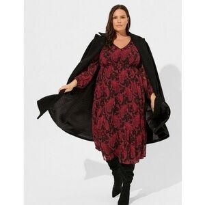 NWT TORRID Tea Length Clip Dot Open Back A-line Dress